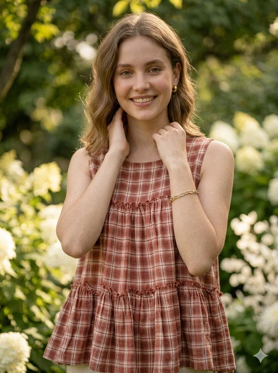 Lw 9332 Checks Linen Cotton Tops With Bottom Collection