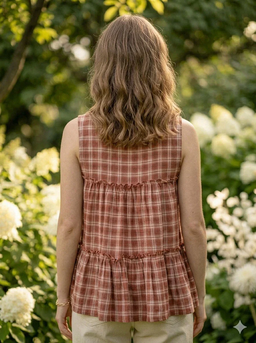 Lw 9332 Checks Linen Cotton Tops With Bottom Collection