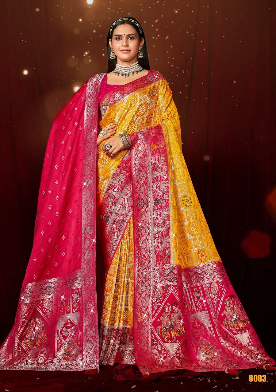 Saroj Megha Satin Saroski Vol 6 Satin Silk Saree With Dupatta Collection