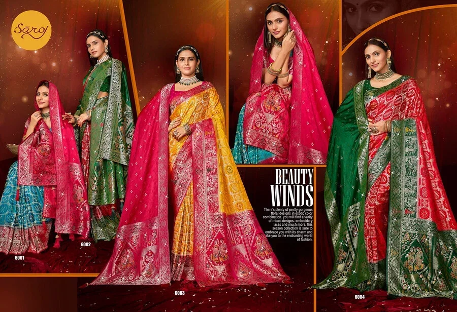 Saroj Megha Satin Saroski Vol 6 Satin Silk Saree With Dupatta Collection