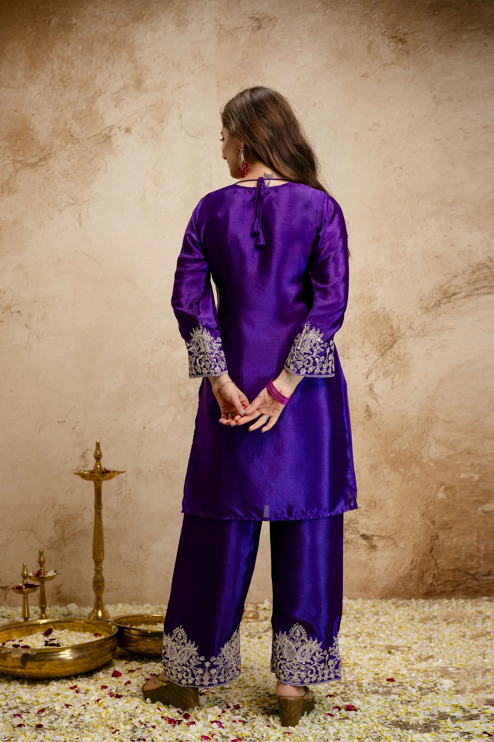 Devsuhani 01 Chinon Embroidery Kurti Pant And Dupatta