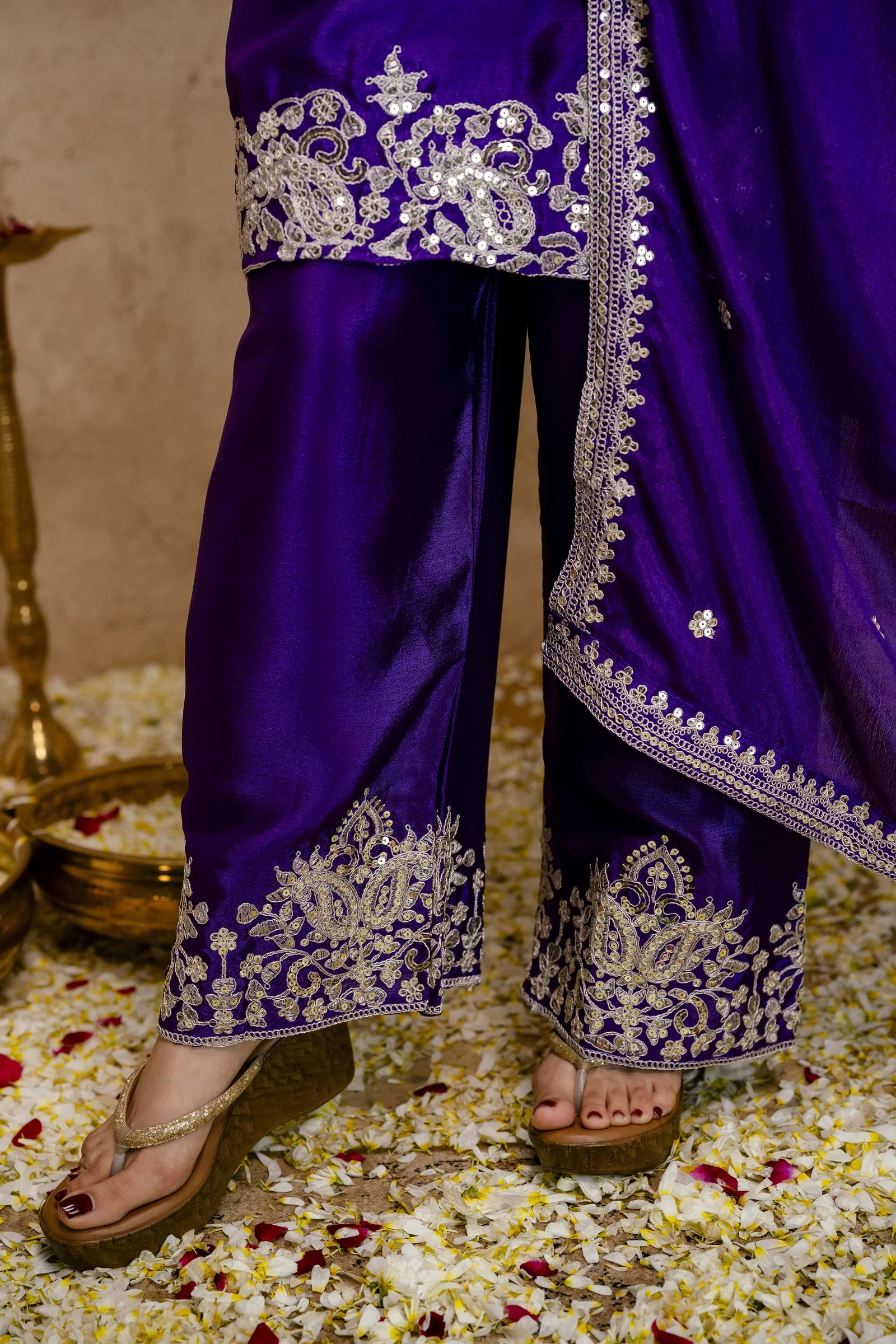 Devsuhani 01 Chinon Embroidery Kurti Pant And Dupatta