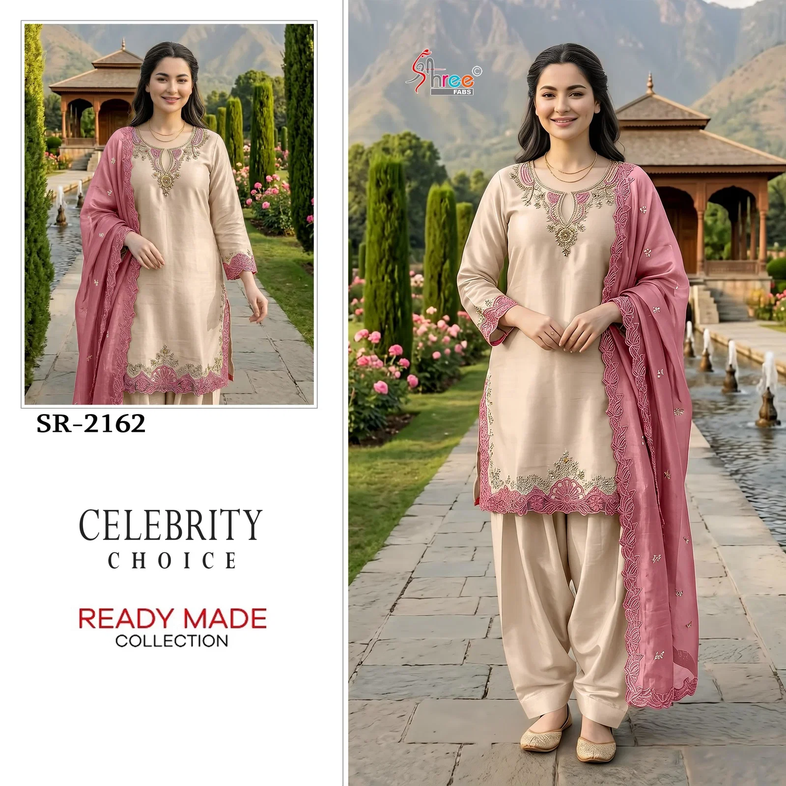 Shree R 2162 Readymade Viscose Satin Khatli Work Salwar Kameez