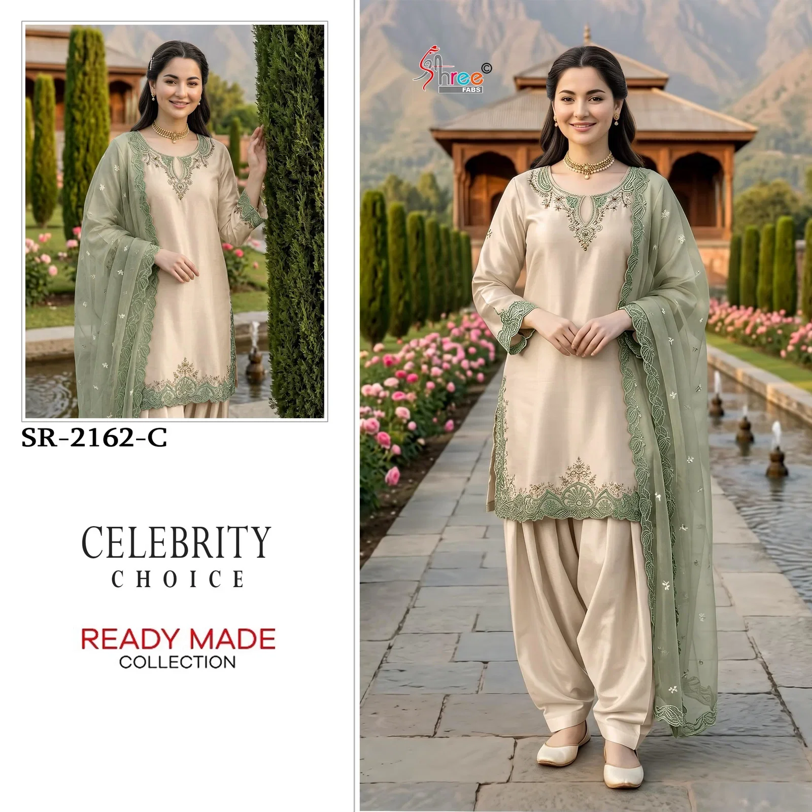 Shree R 2162 Readymade Viscose Satin Khatli Work Salwar Kameez