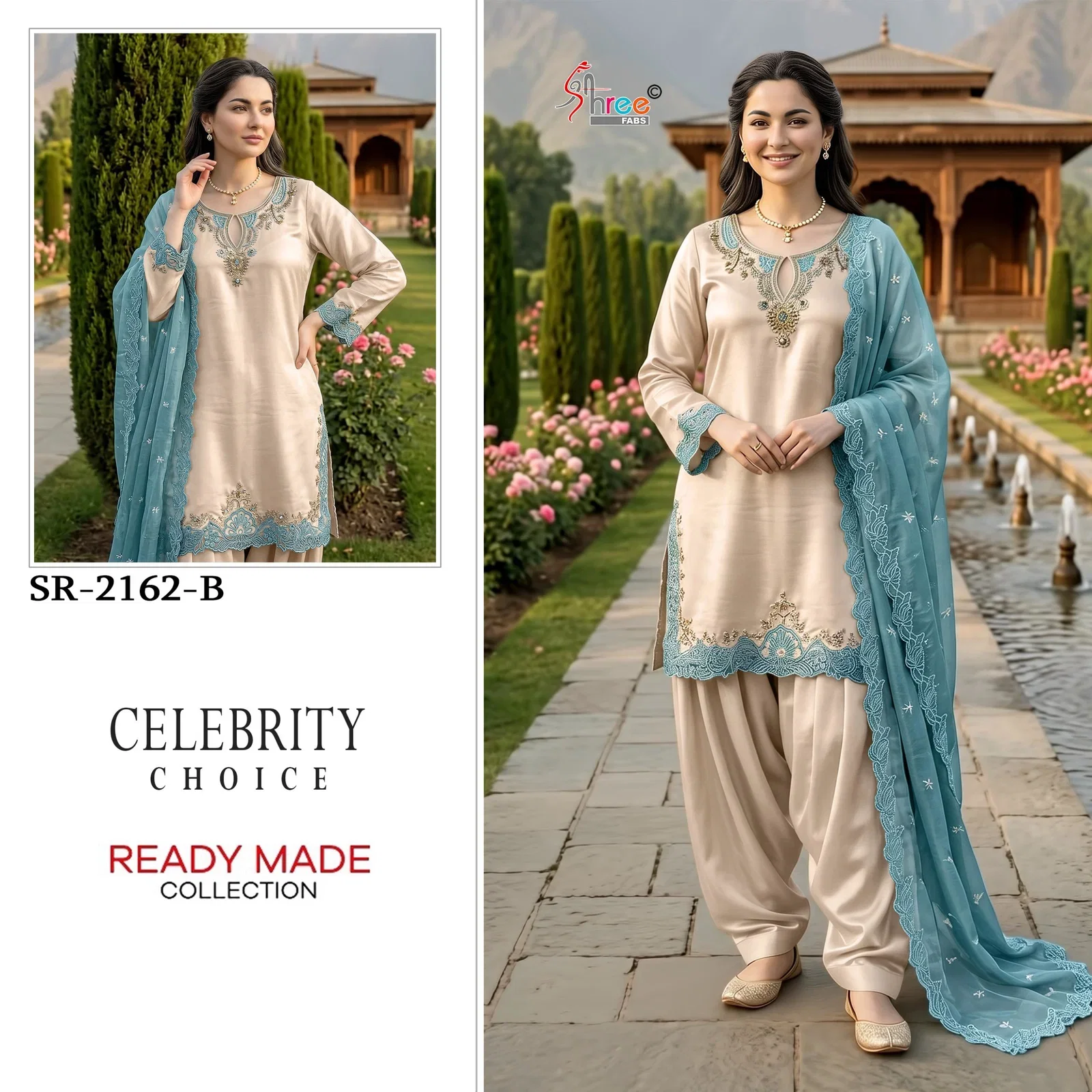 Shree R 2162 Readymade Viscose Satin Khatli Work Salwar Kameez