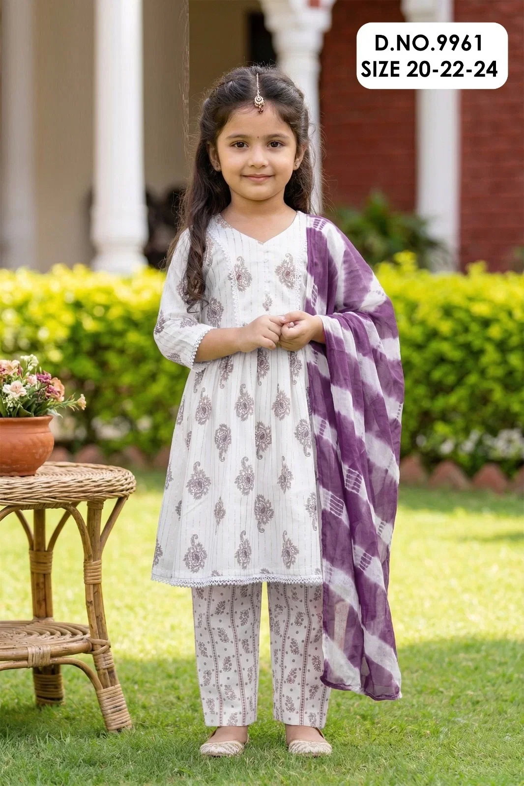 Ketki 9961 Pure Cotton Kids Wear Kurti With Pant Dupatta