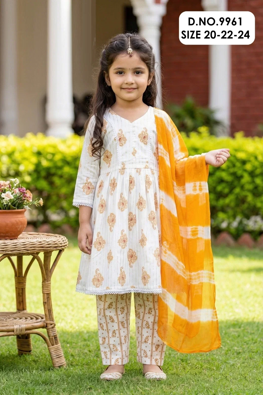 Ketki 9961 Pure Cotton Kids Wear Kurti With Pant Dupatta
