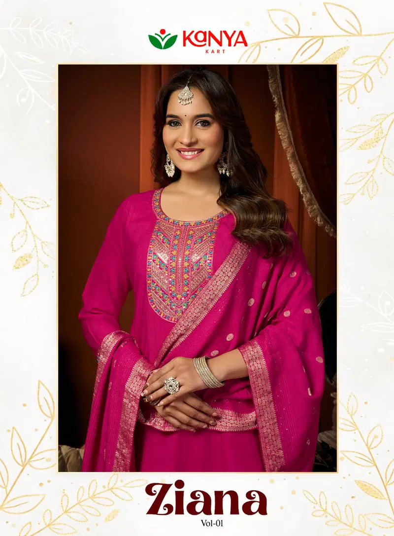 Kanya Zianna Vol 1 Vertican Embroidery Worked Kurti Set Collection