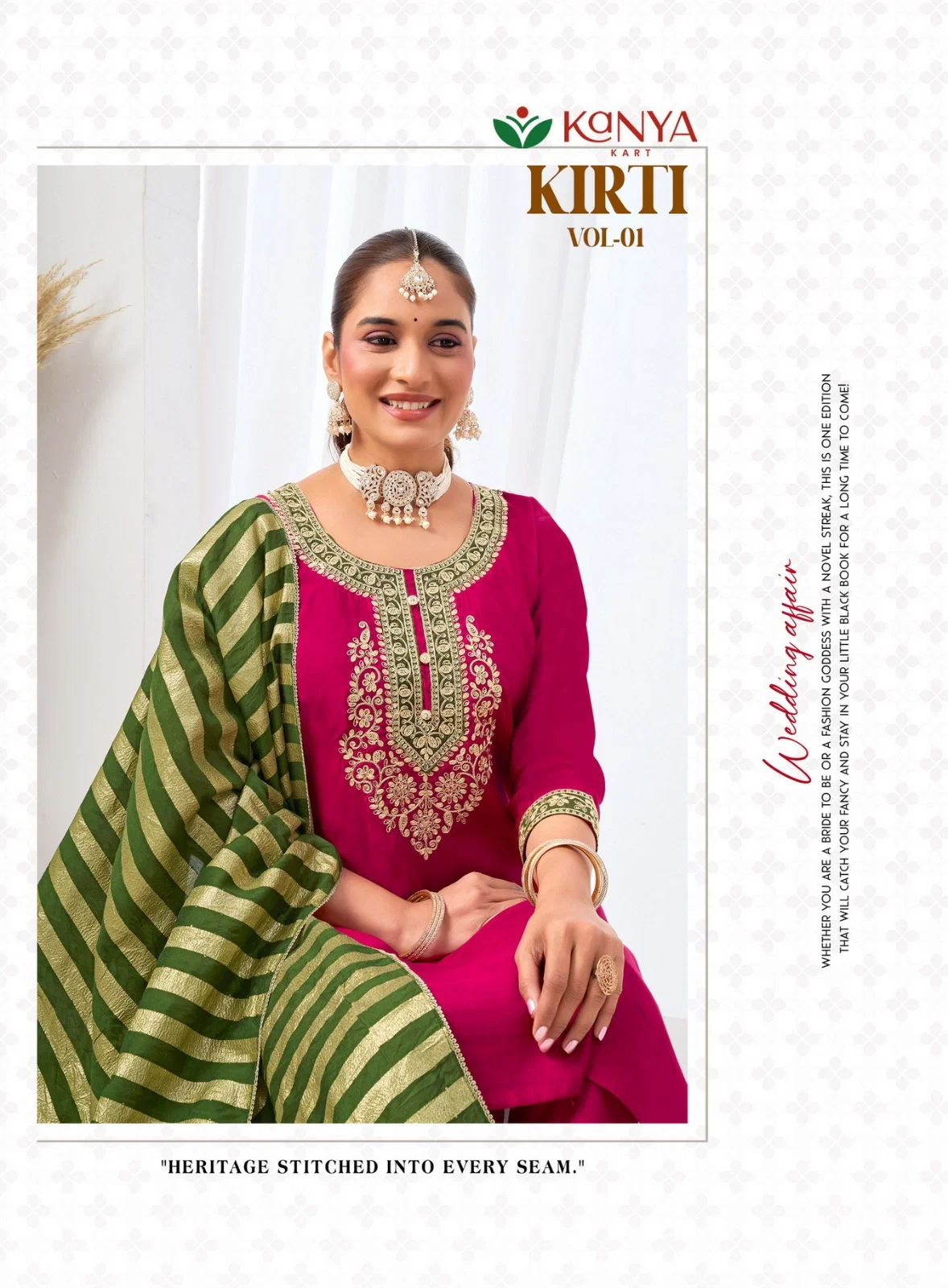 Kanya Kriti Vol 1 Roman Silk Embroidery Top Bottom With Dupatta