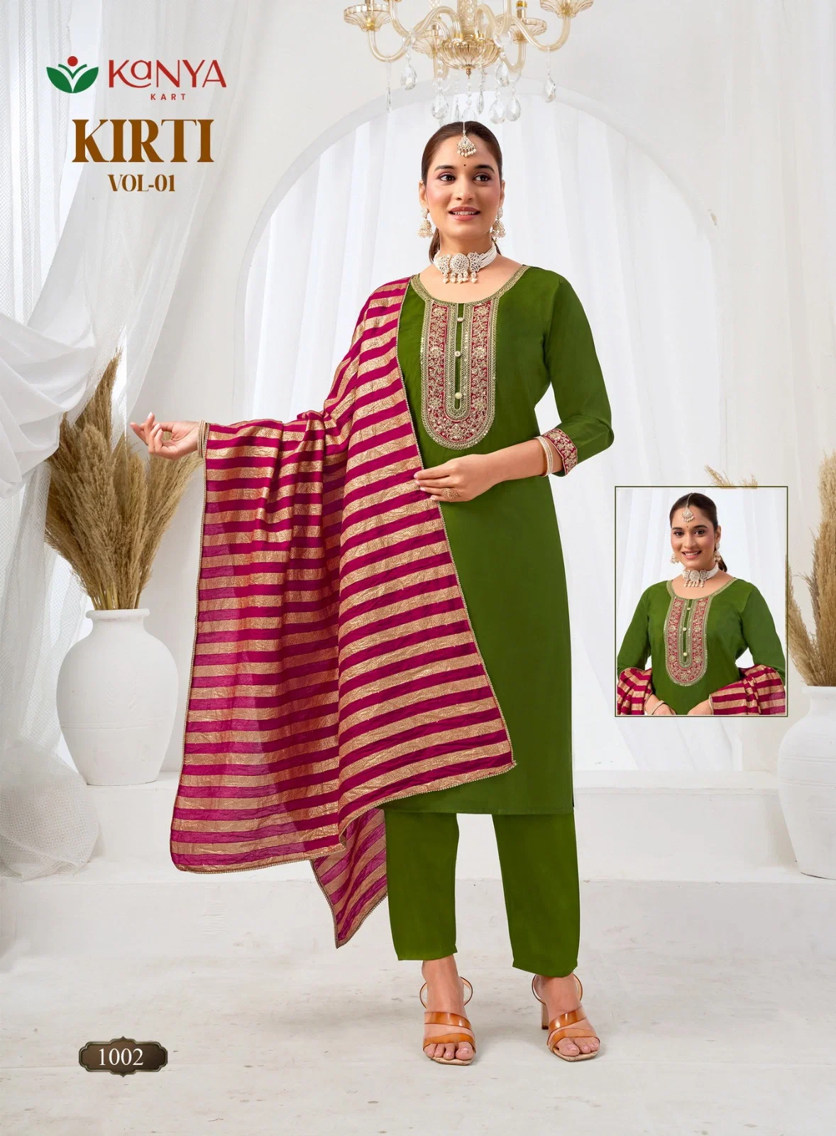 Kanya Kriti Vol 1 Roman Silk Embroidery Top Bottom With Dupatta