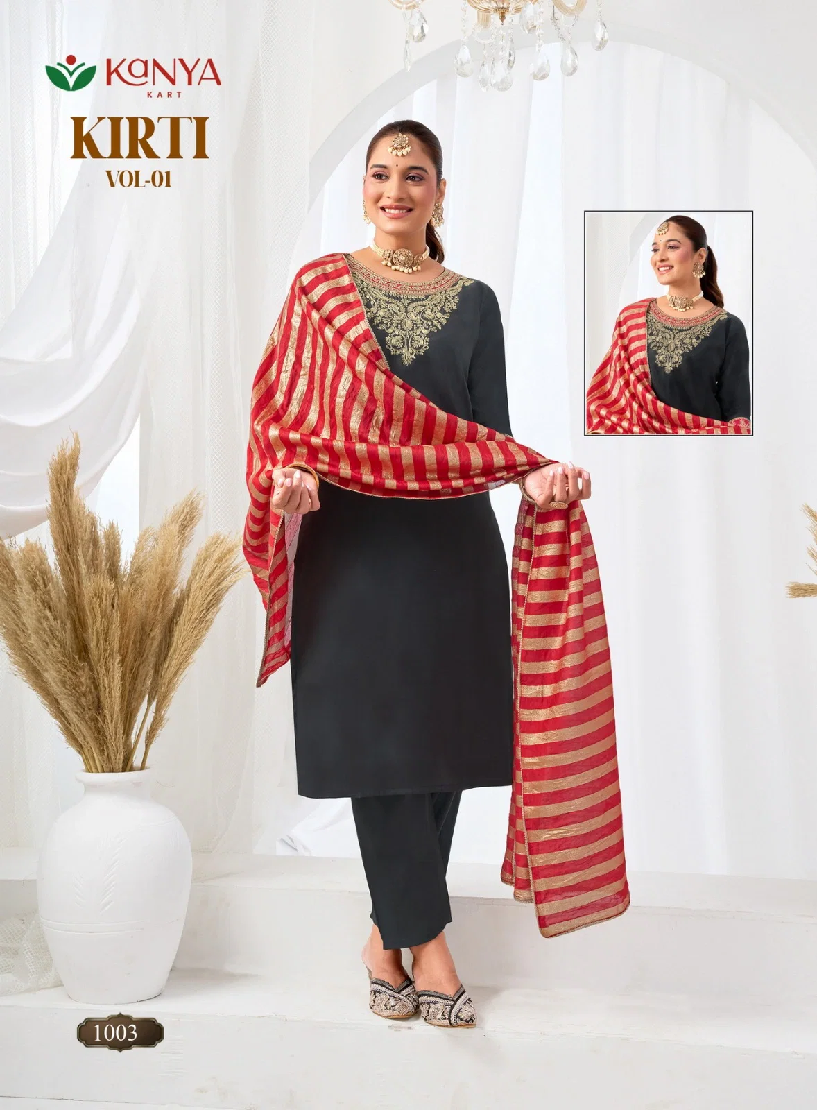 Kanya Kriti Vol 1 Roman Silk Embroidery Top Bottom With Dupatta