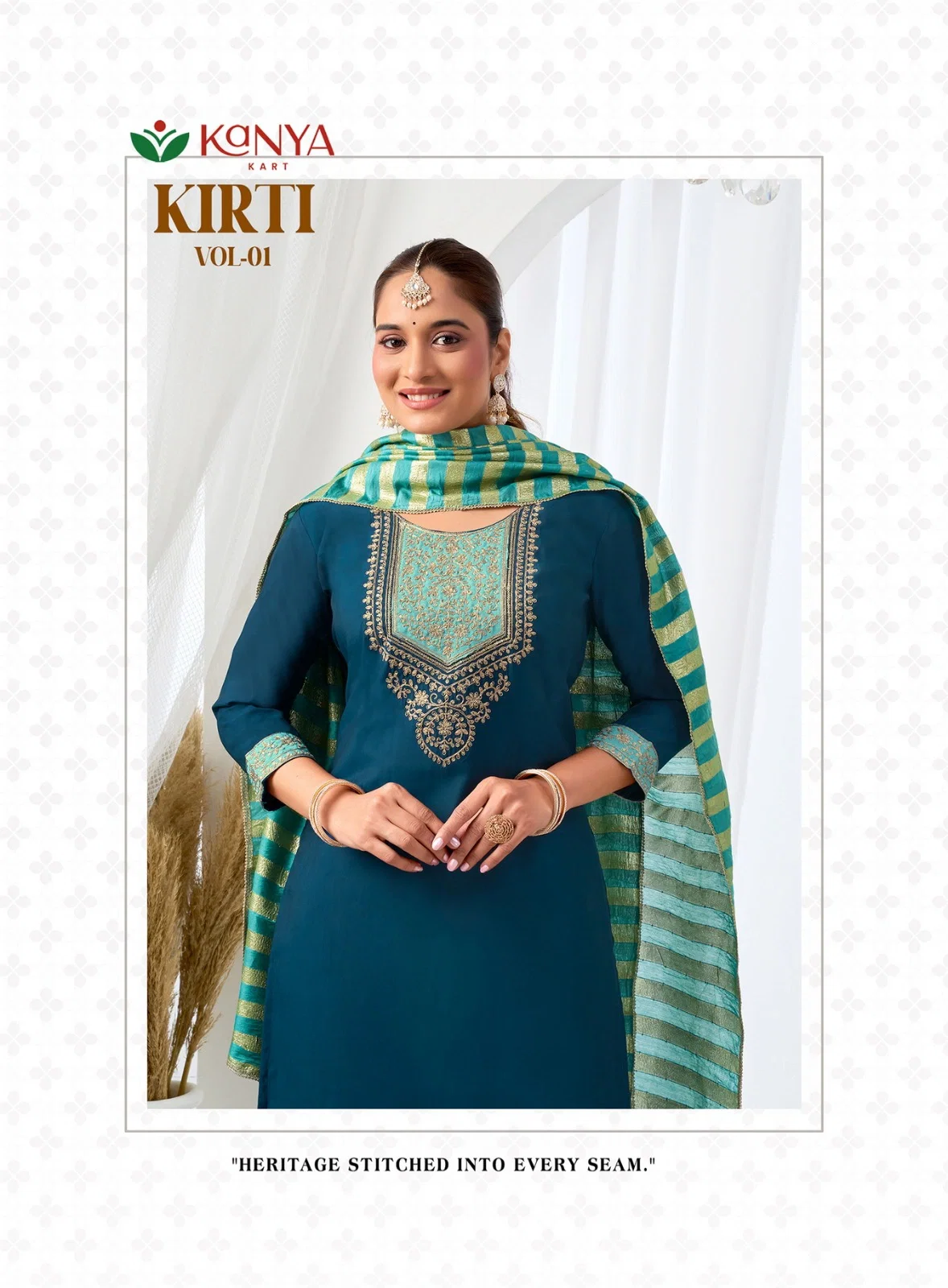 Kanya Kriti Vol 1 Roman Silk Embroidery Top Bottom With Dupatta