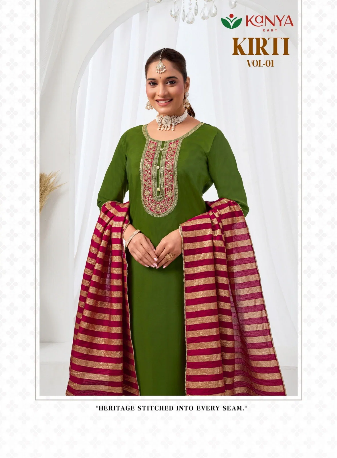 Kanya Kriti Vol 1 Roman Silk Embroidery Top Bottom With Dupatta