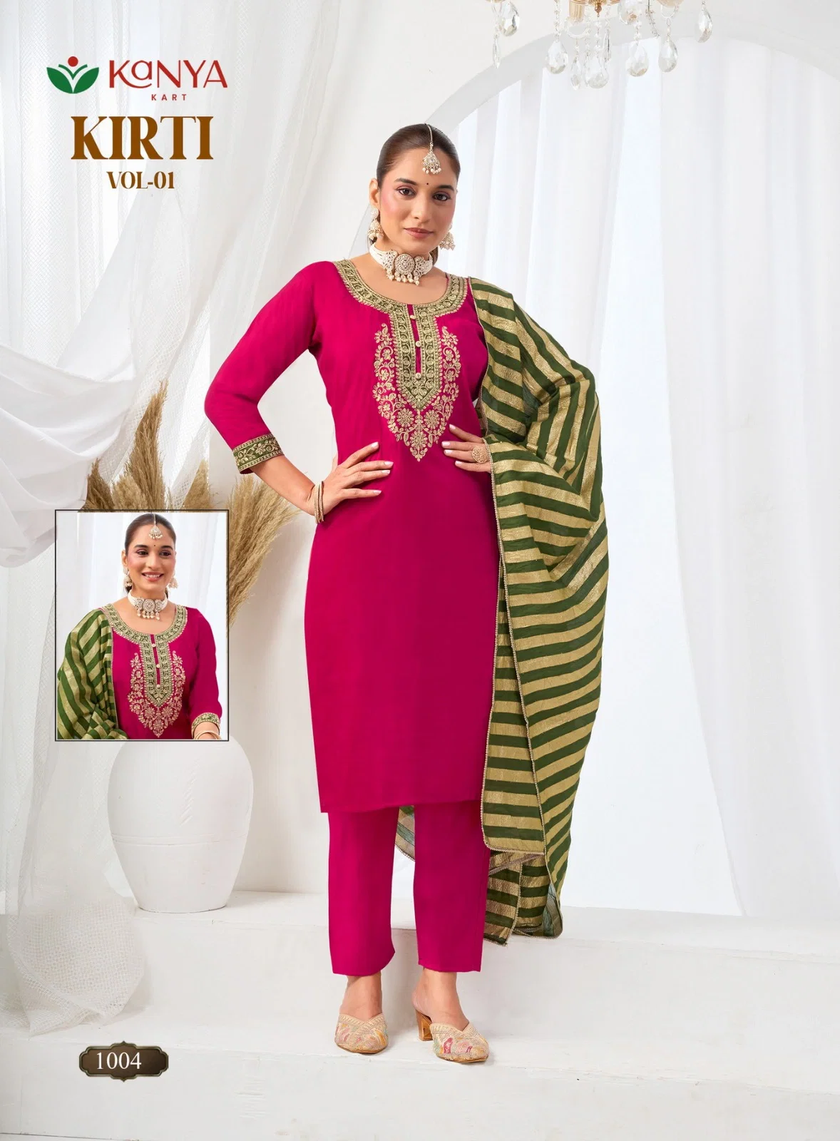 Kanya Kriti Vol 1 Roman Silk Embroidery Top Bottom With Dupatta