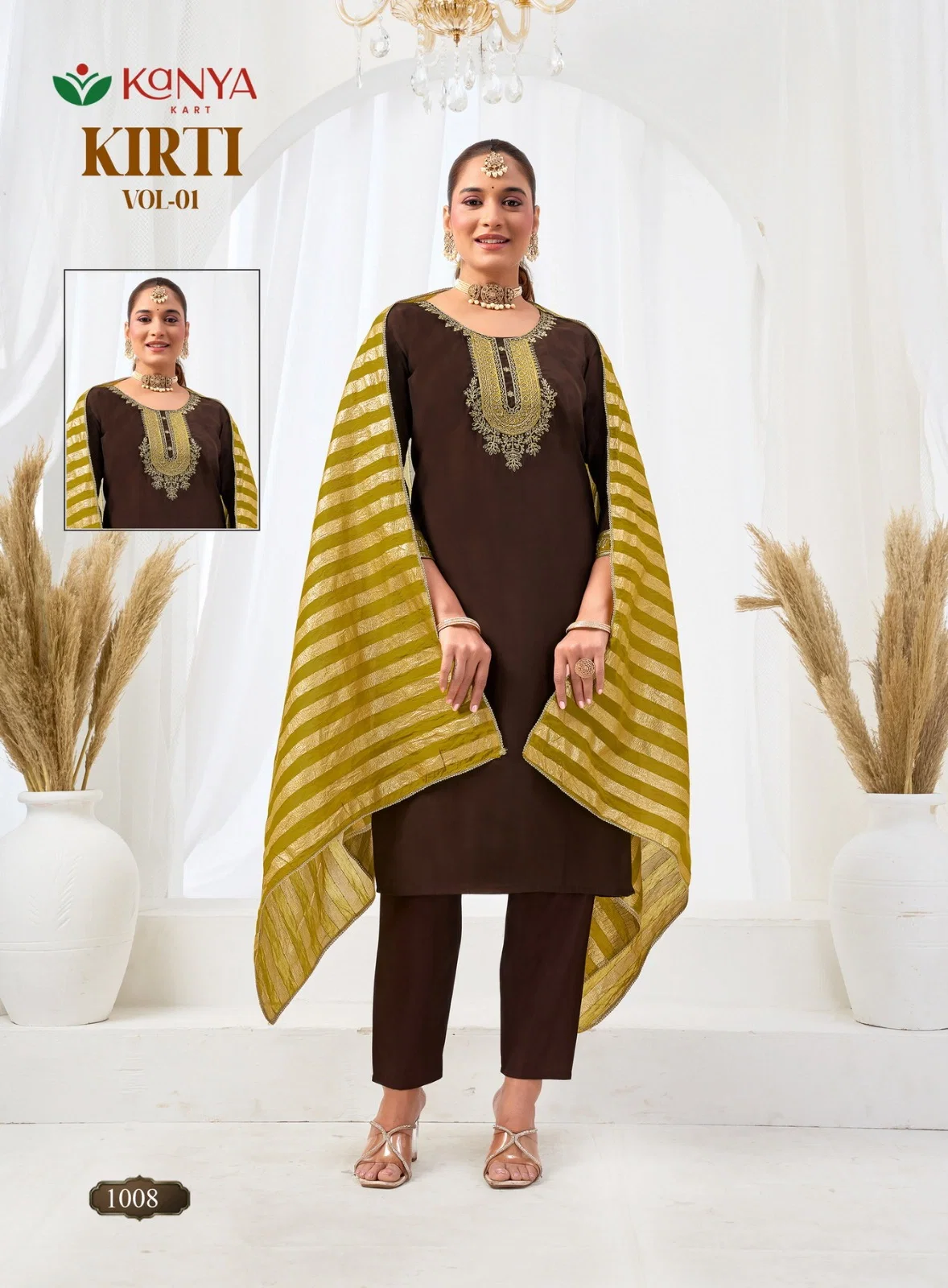 Kanya Kriti Vol 1 Roman Silk Embroidery Top Bottom With Dupatta