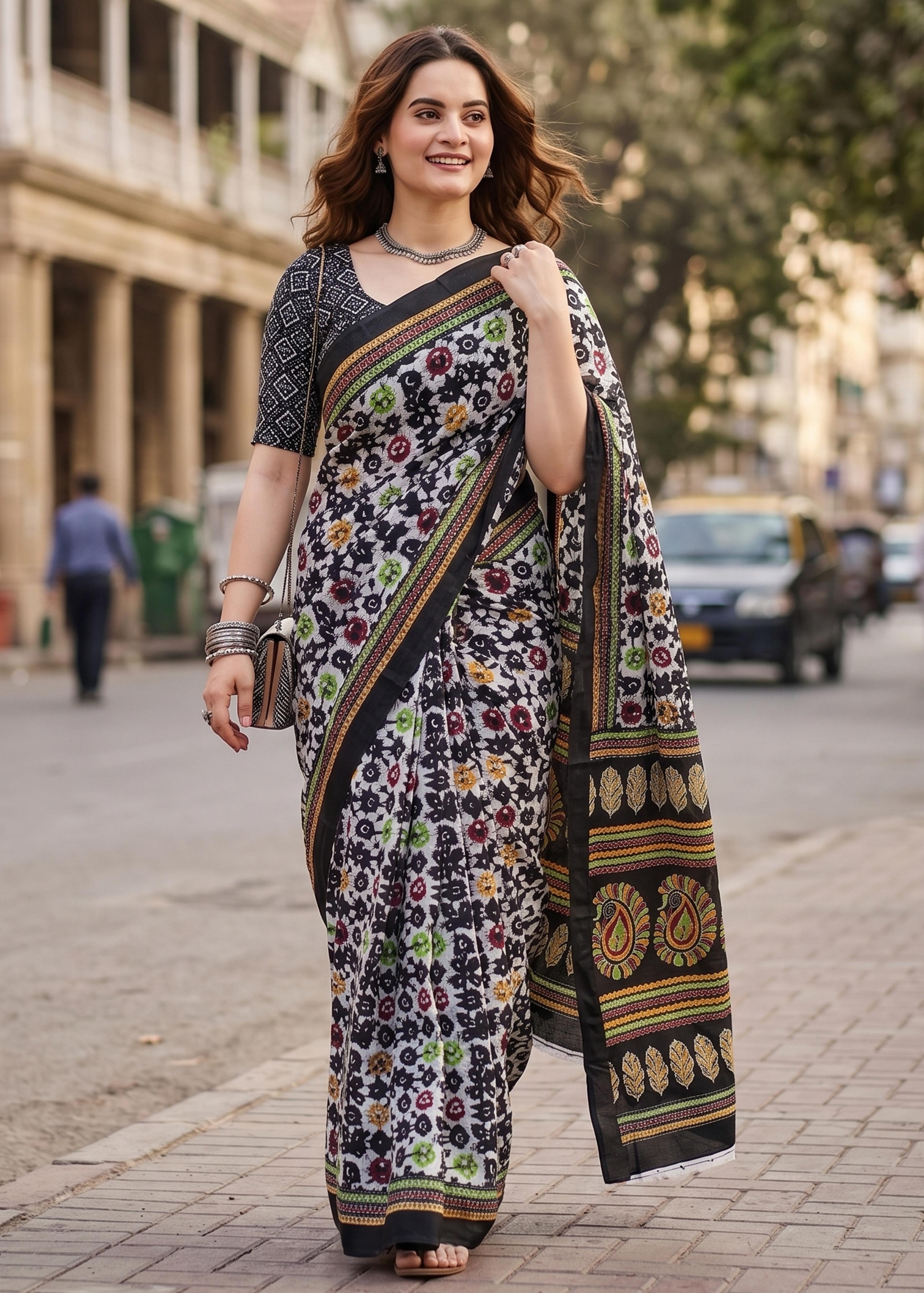 Sm Yami 76 Mal Cotton Batik Hand Print Saree