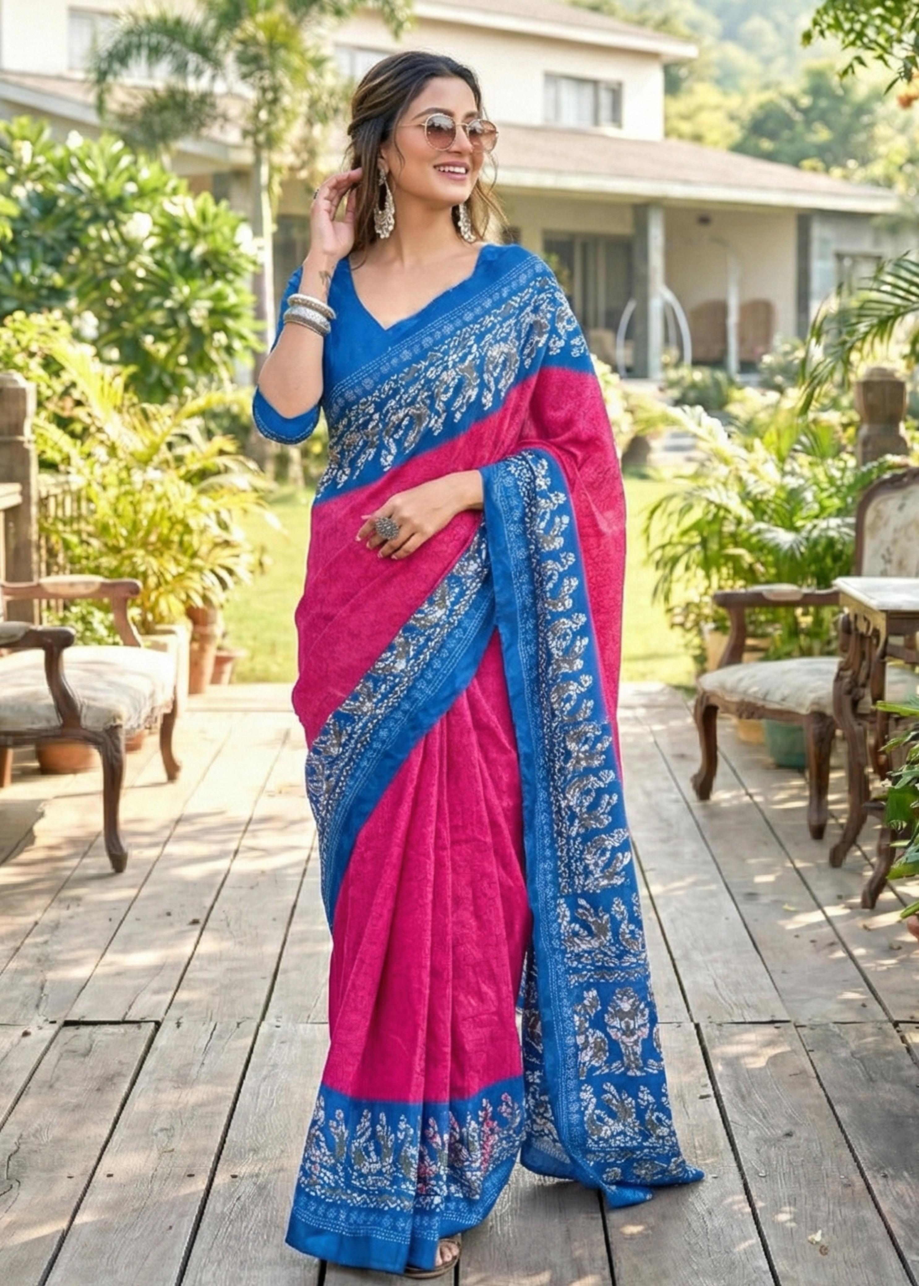 Sm Yami 77 Pure Cotton Batik Print Saree