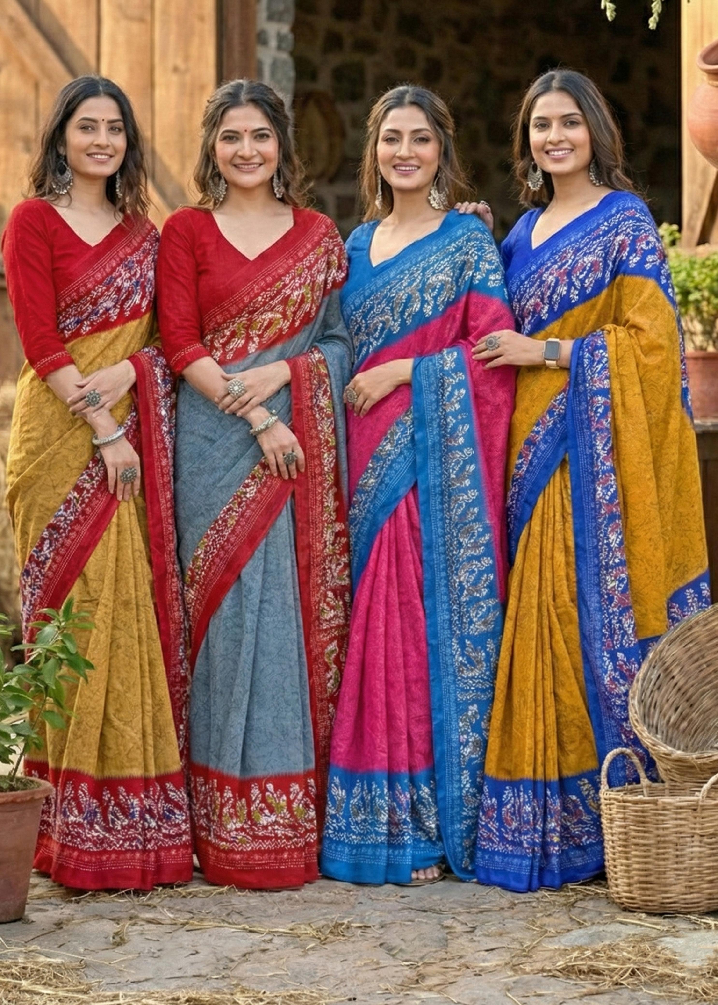 Sm Yami 77 Pure Cotton Batik Print Saree