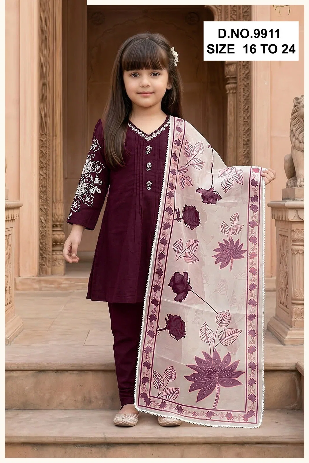 Haana Vol 1 Vatican Embroidery Kids Wear Top And Bottom Dupatta
