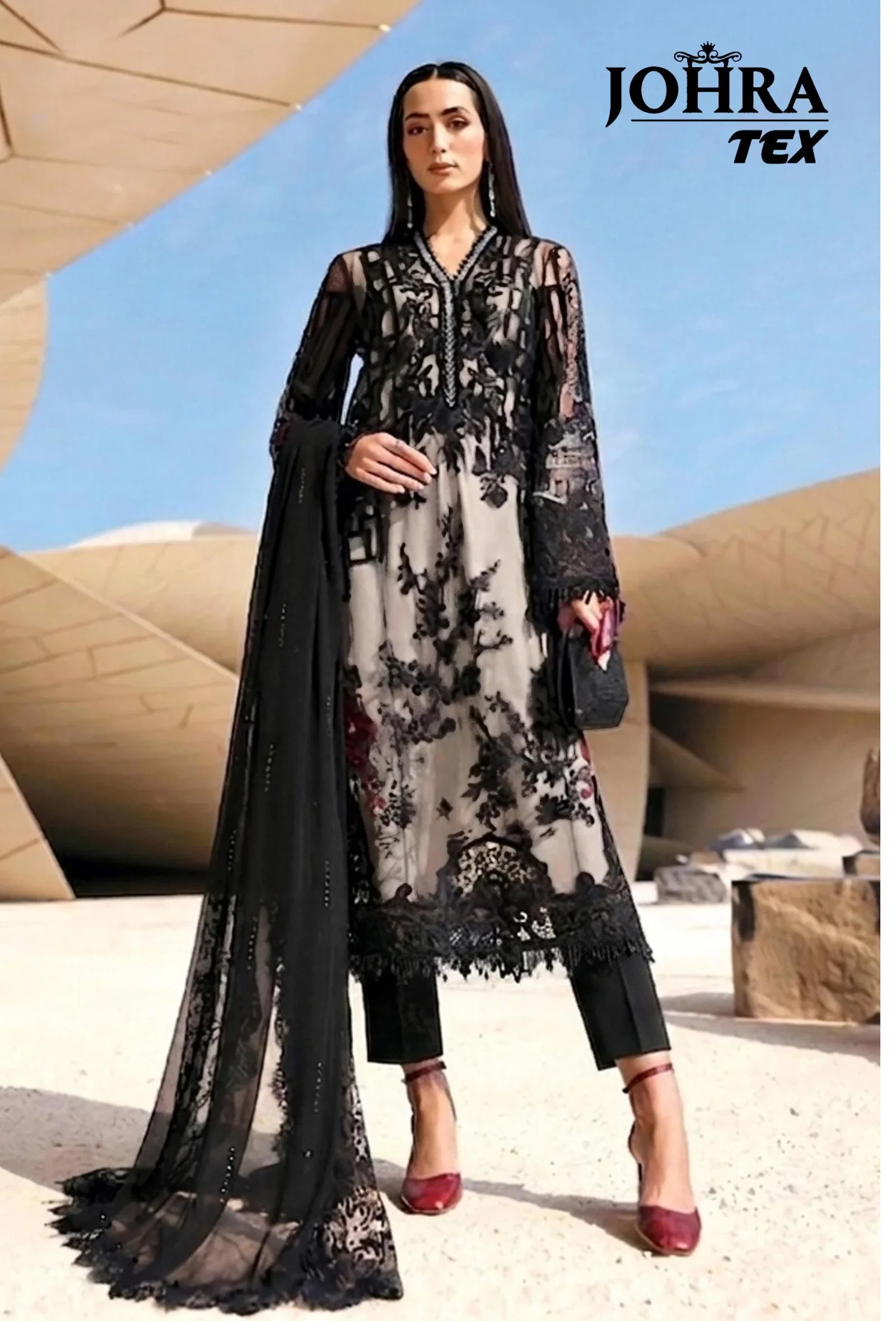 Johra Tex 199 Cambric Cotton Embroidered Salwar Kameez