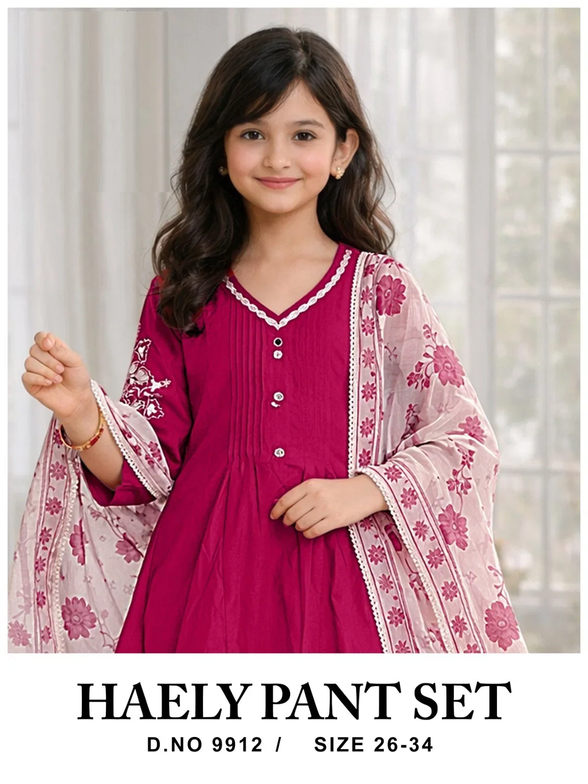Haely 9912 Vatican Embroidery Kids Wear Kurti And Pant Dupatta