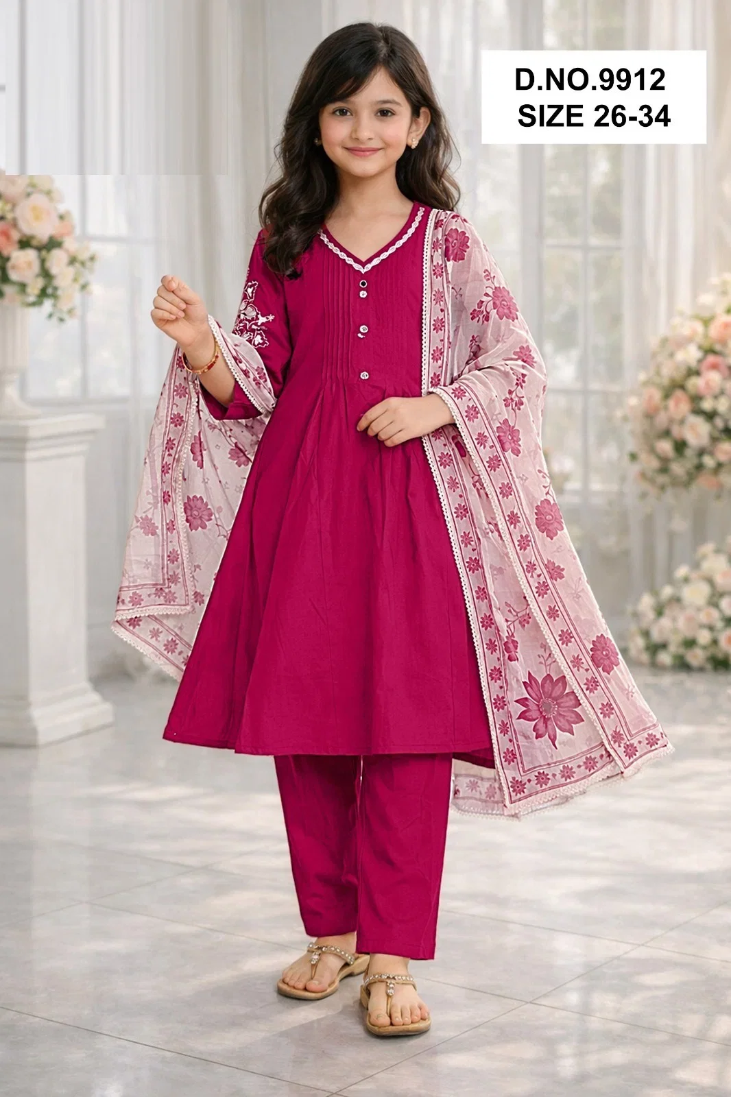 Haely 9912 Vatican Embroidery Kids Wear Kurti And Pant Dupatta