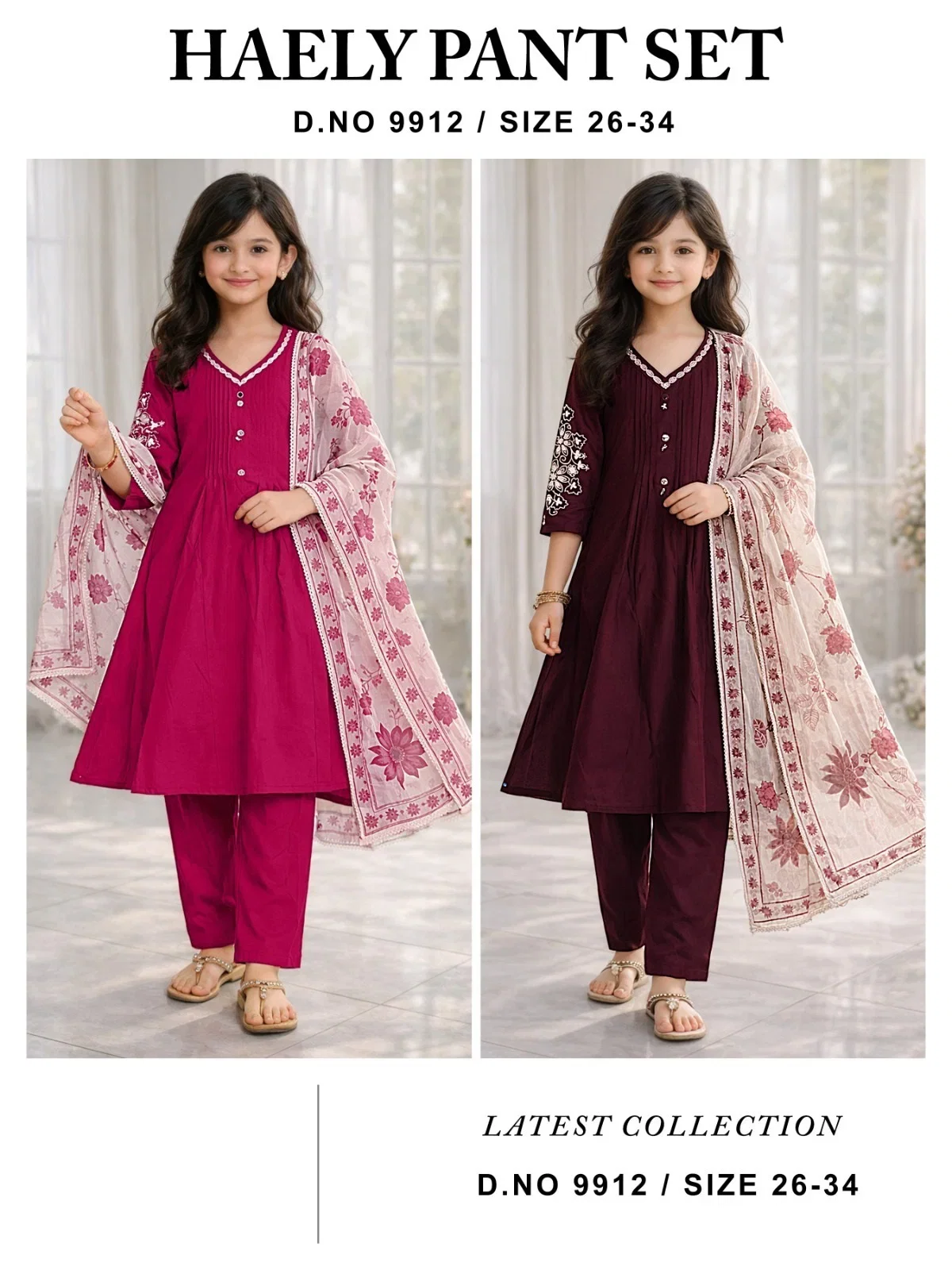 Haely 9912 Vatican Embroidery Kids Wear Kurti And Pant Dupatta