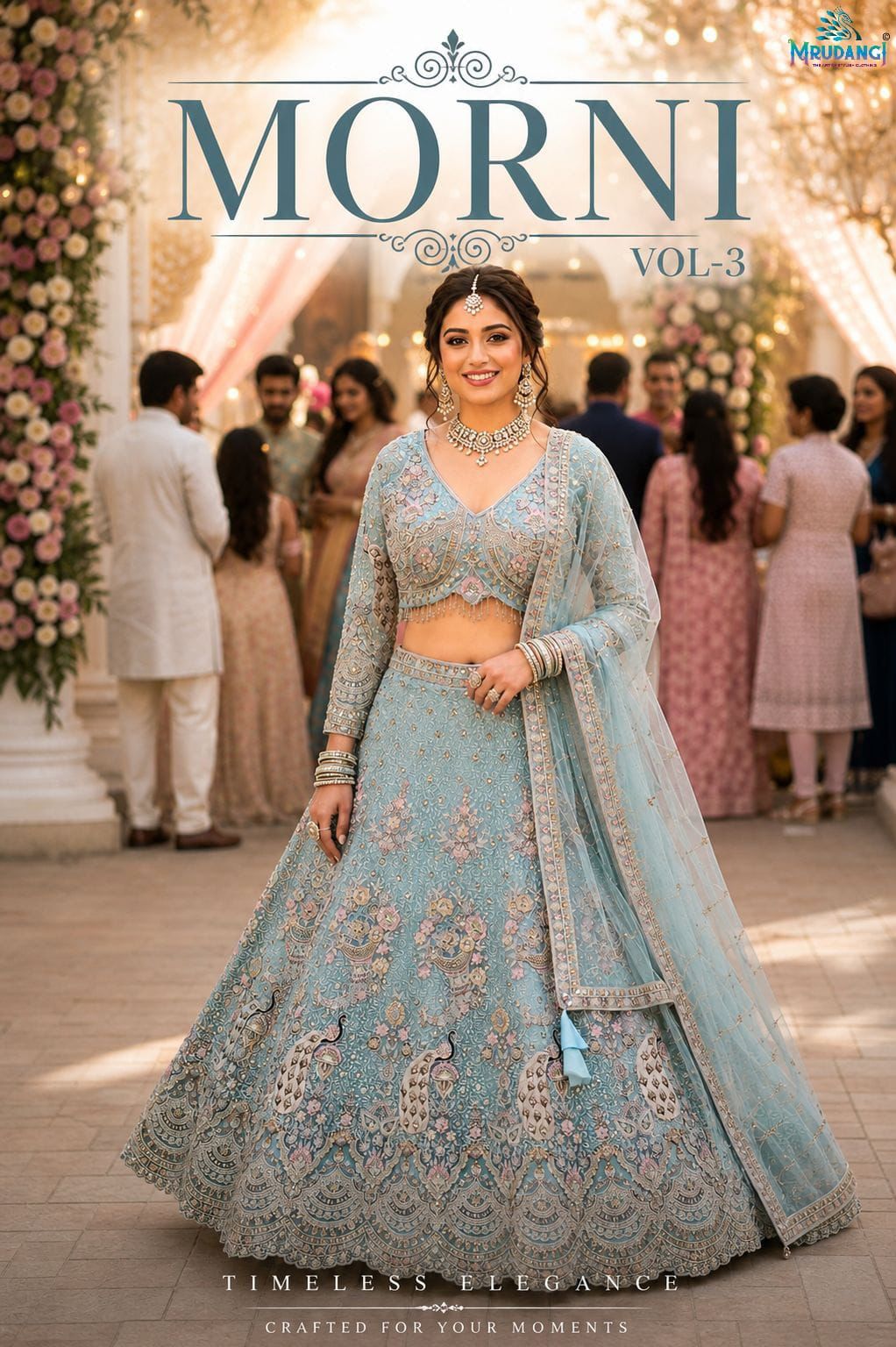 Mrudangi Morni Vol 3 Net With Resham Embroidered Lehenga Choli