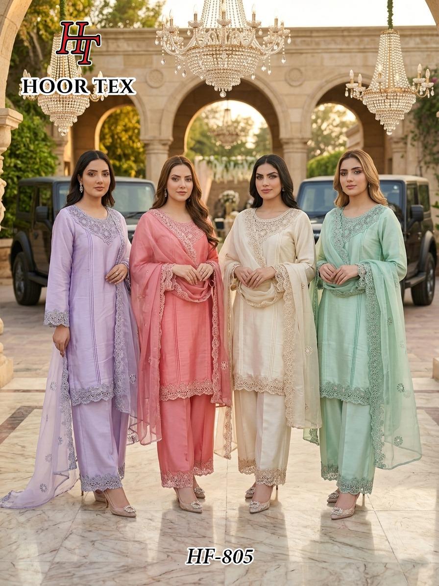 Hoor Tex 805 A To D Glass Silk Embroidered Salwar Kameez Collection