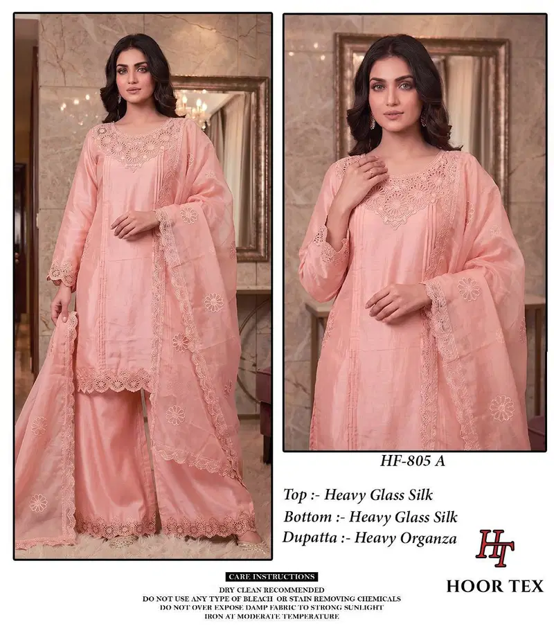 Hoor Tex 805 A To D Glass Silk Embroidered Salwar Kameez Collection