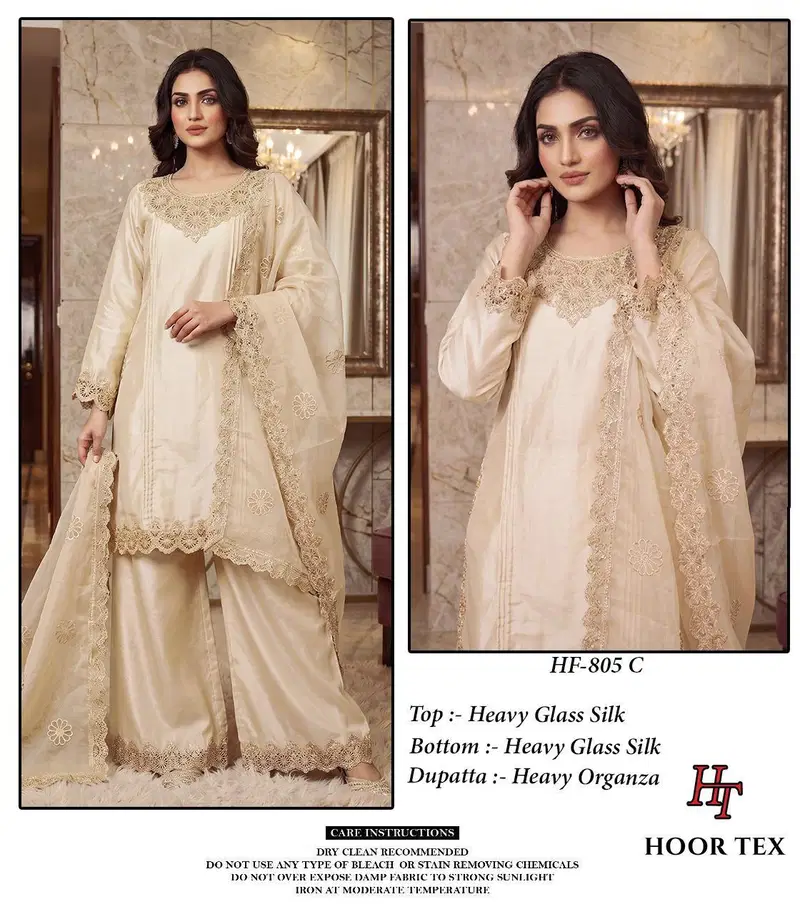 Hoor Tex 805 A To D Glass Silk Embroidered Salwar Kameez Collection