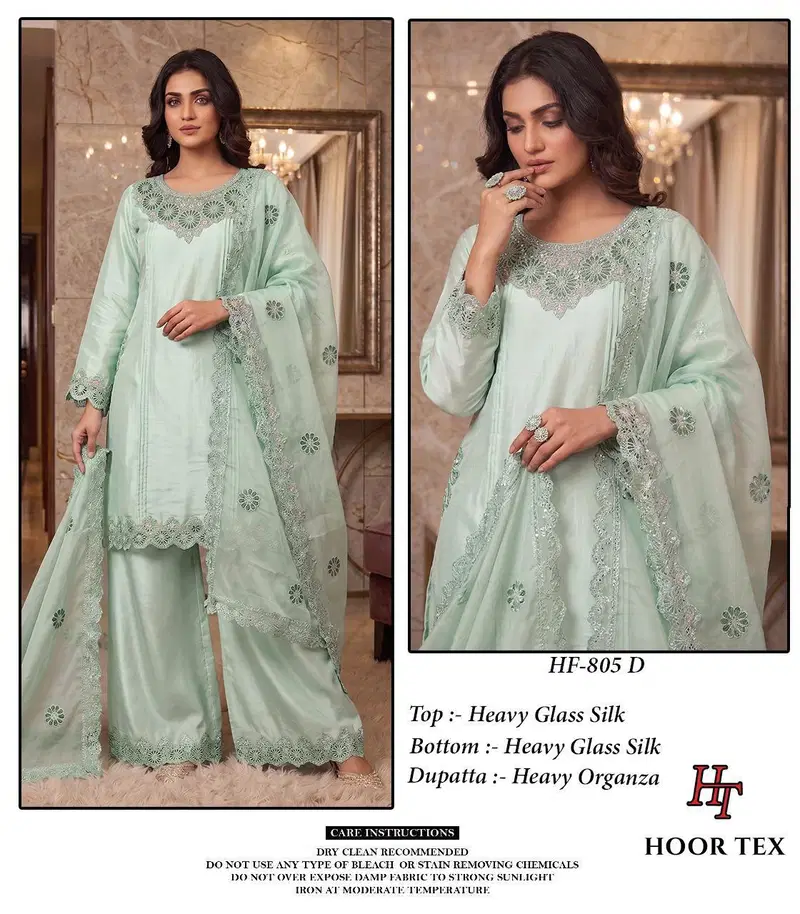 Hoor Tex 805 A To D Glass Silk Embroidered Salwar Kameez Collection