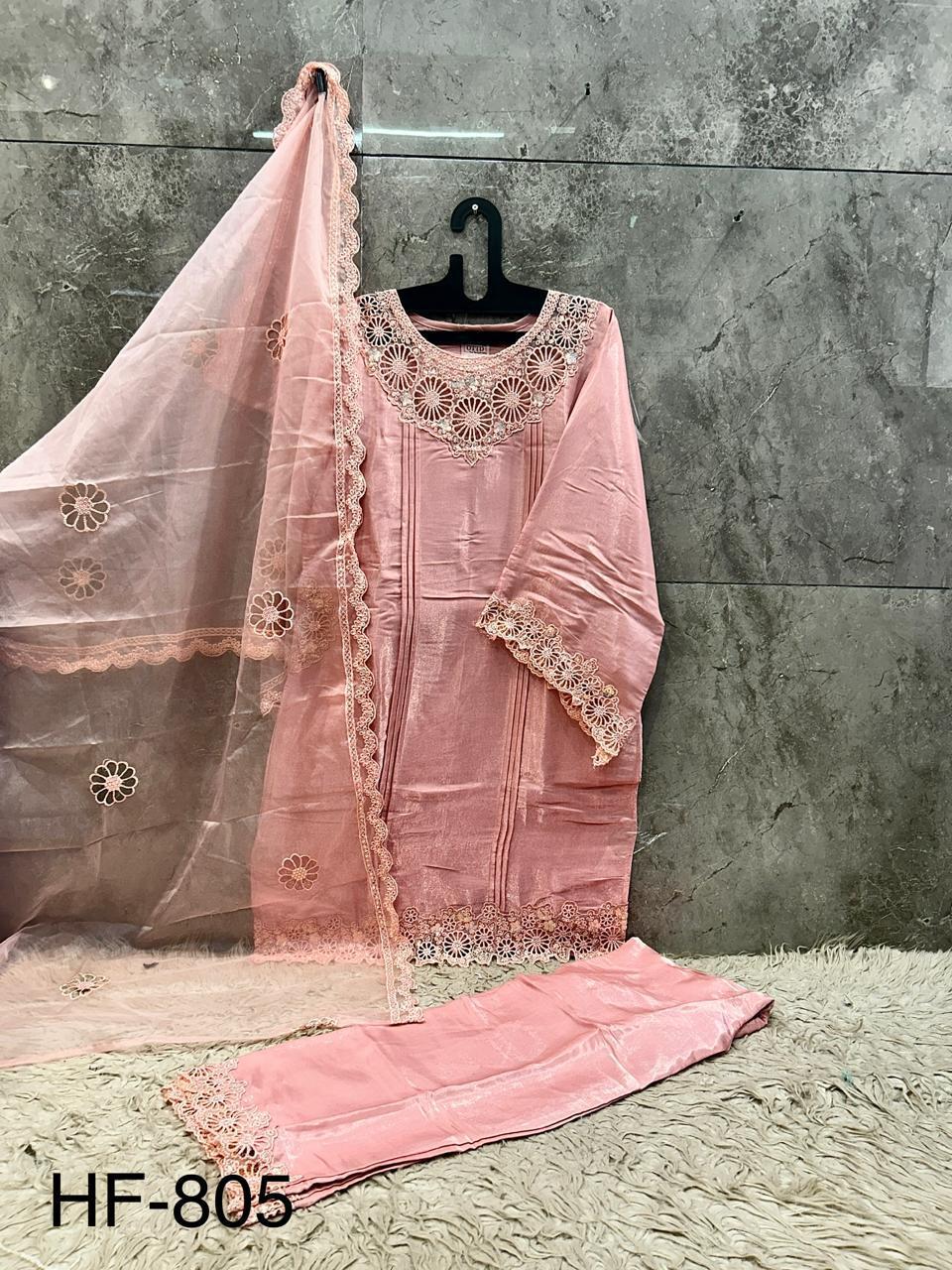 Hoor Tex 805 A To D Glass Silk Embroidered Salwar Kameez Collection