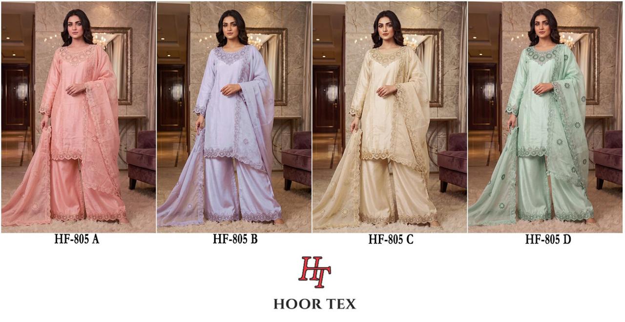 Hoor Tex 805 A To D Glass Silk Embroidered Salwar Kameez Collection