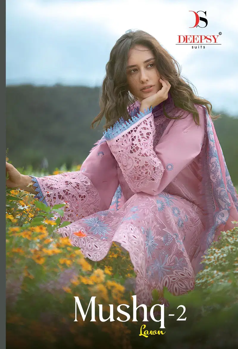 Deepsy Mushq 2 Lawn Chiffon Dupatta Cotton Embroidered Salwar Kameez Collection