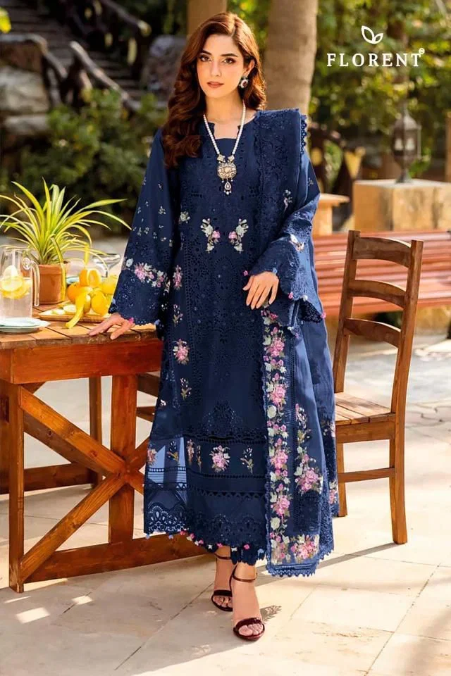 Florent 1088 Cambric Cotton Embroidered Salwar Kameez