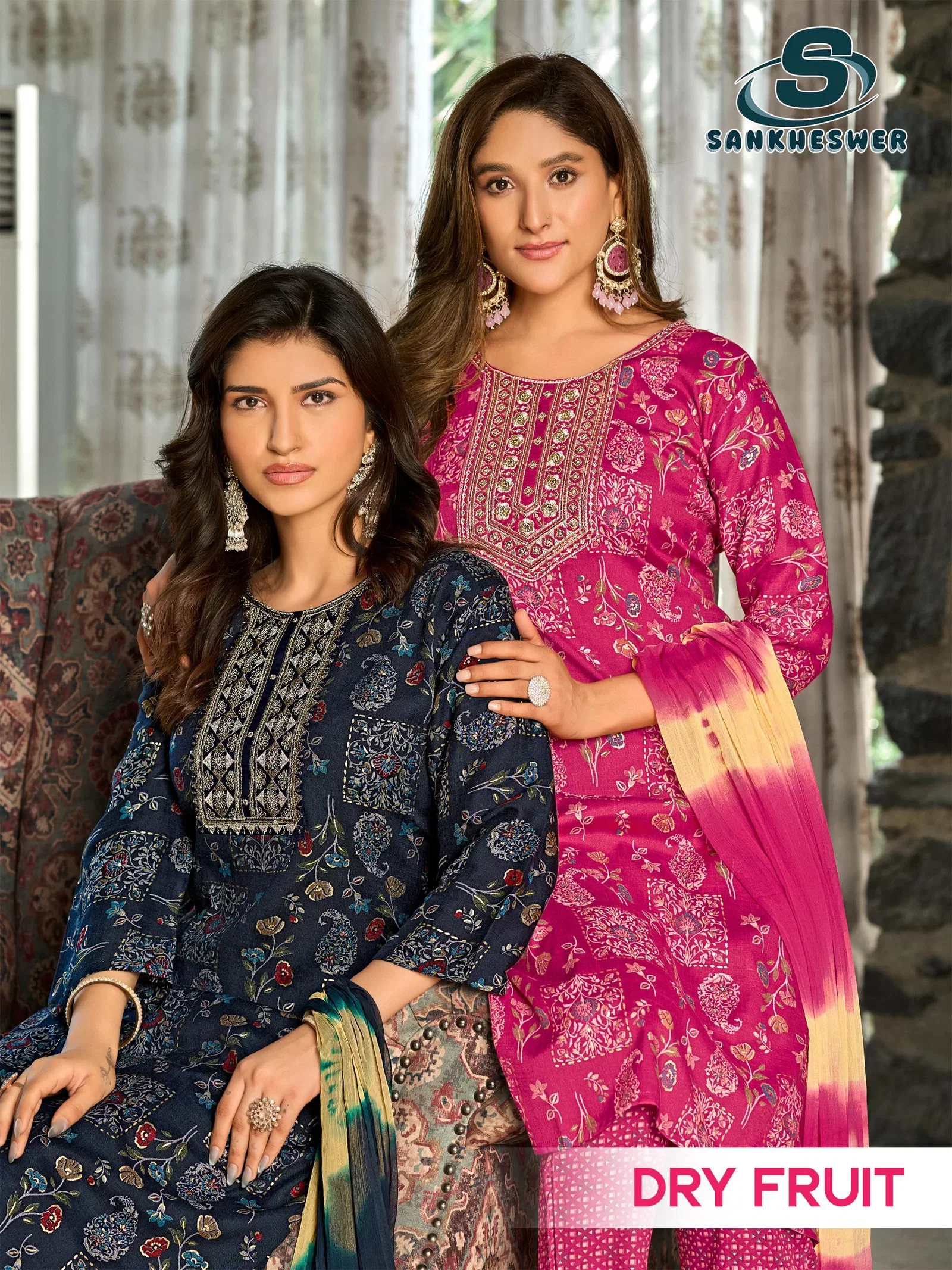 Sankheswer Dry Fruit Vol 1 Capsul Printed Kurti With Bottom Dupatta