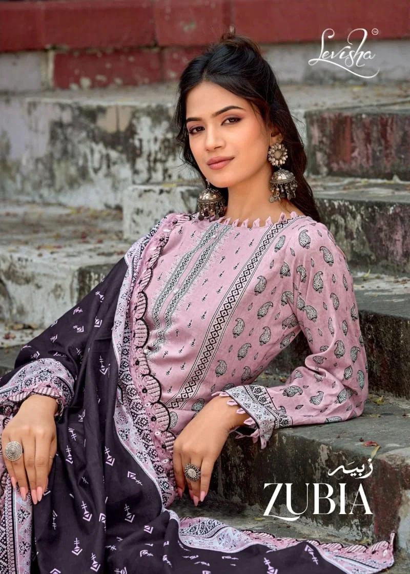 Levisha Zubia Cambric Cotton Embroidered Dress Material