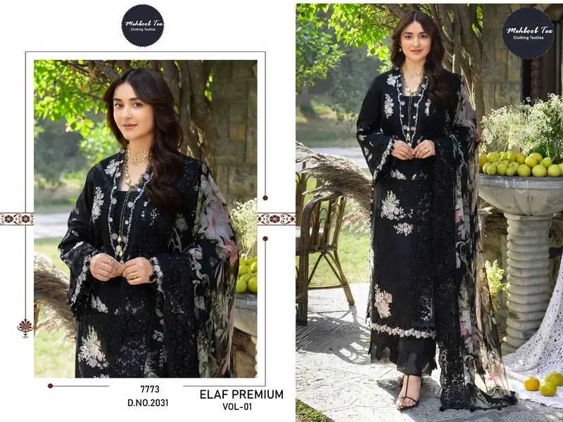 Mehboob Tex Elaf Premuim Vol 1 Cambric Cotton Embroidered Salwar Kameez