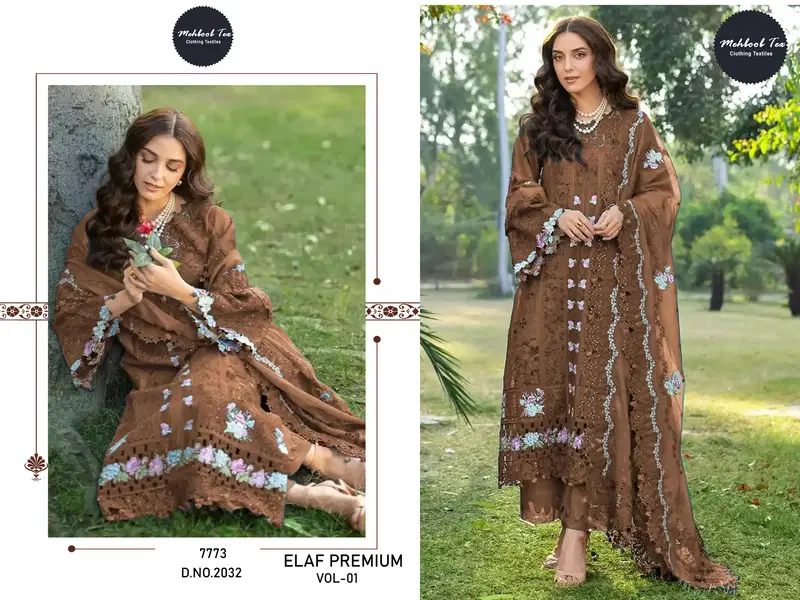 Mehboob Tex Elaf Premuim Vol 1 Cambric Cotton Embroidered Salwar Kameez