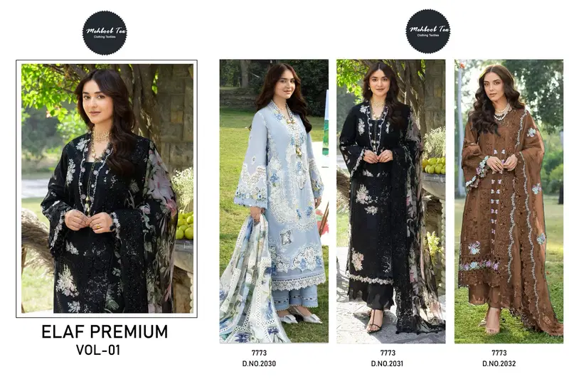 Mehboob Tex Elaf Premuim Vol 1 Cambric Cotton Embroidered Salwar Kameez