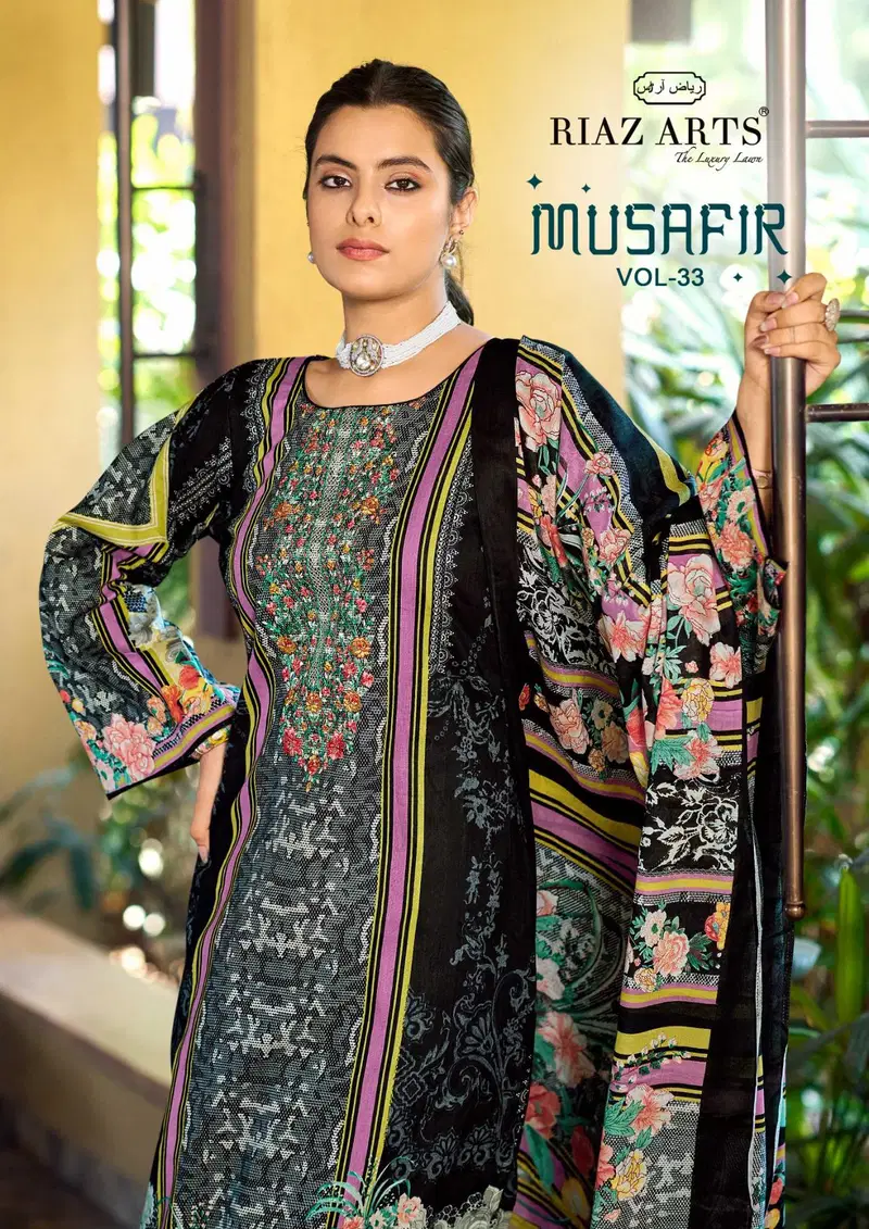Riaz Arts Musafir Vol 33 Cotton Cambric Lawn Printed Dress Material