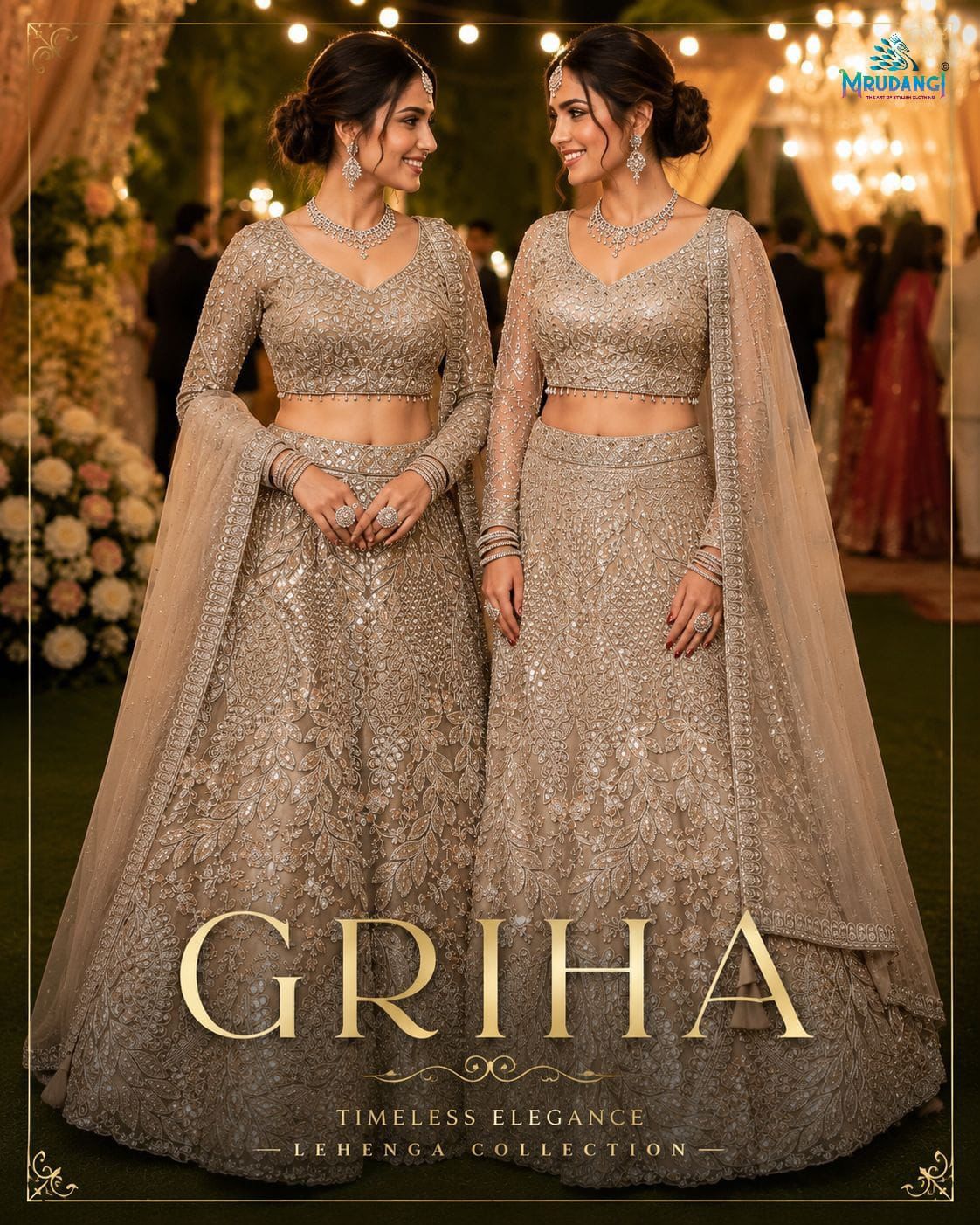 Mrudangi Griha Net With Beads Worked Lehnega Choli Collection