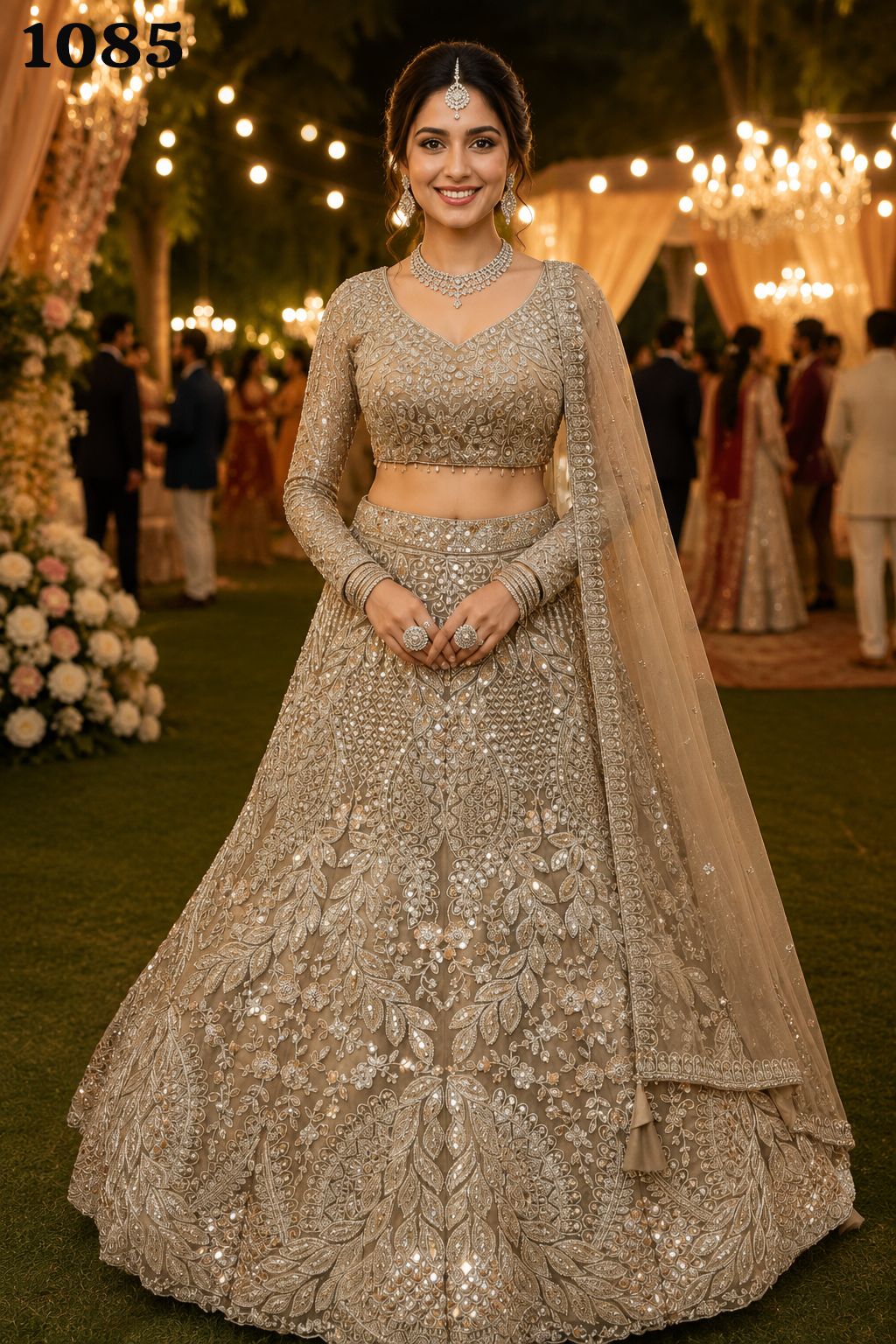 Mrudangi Griha Net With Beads Worked Lehnega Choli Collection