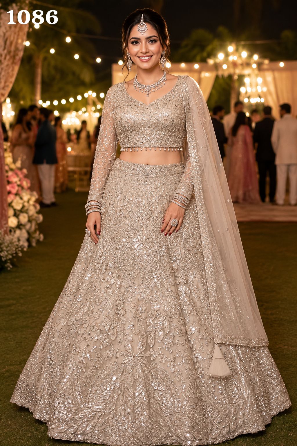 Mrudangi Griha Net With Beads Worked Lehnega Choli Collection