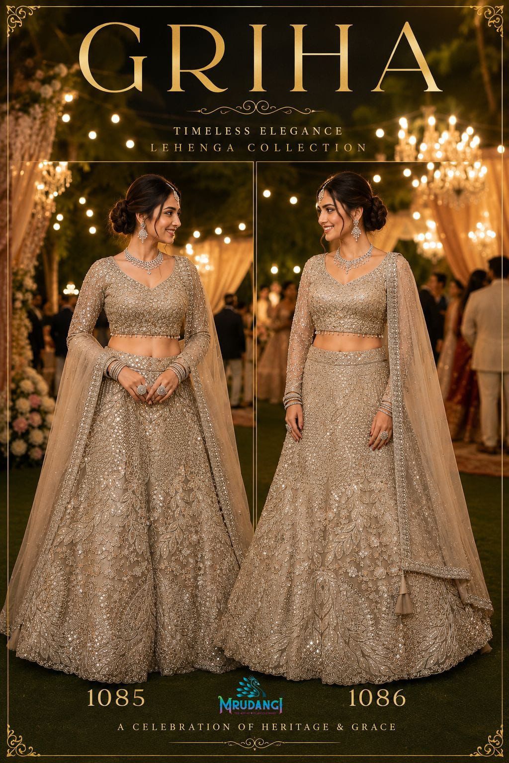 Mrudangi Griha Net With Beads Worked Lehnega Choli Collection