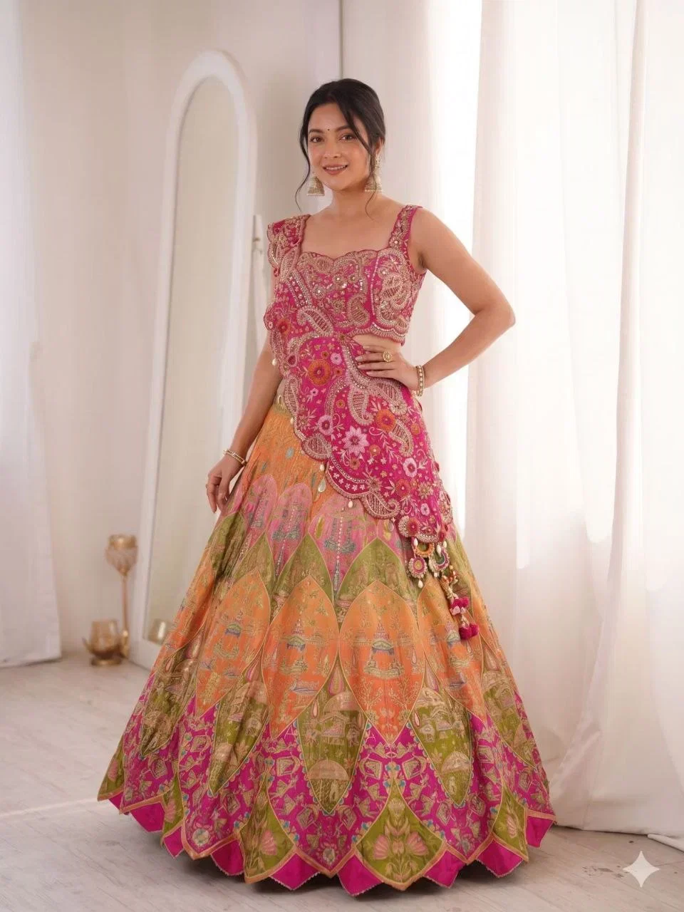 Bt 7156 Crepe Digital Printed Designer Lehenga Choli With Shrug