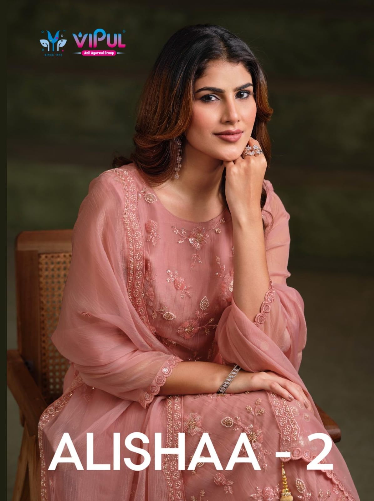 Vipul Alishaa Vol 2 Gold Crinkle Chiffon Beads Embroidered Salwar Kameez