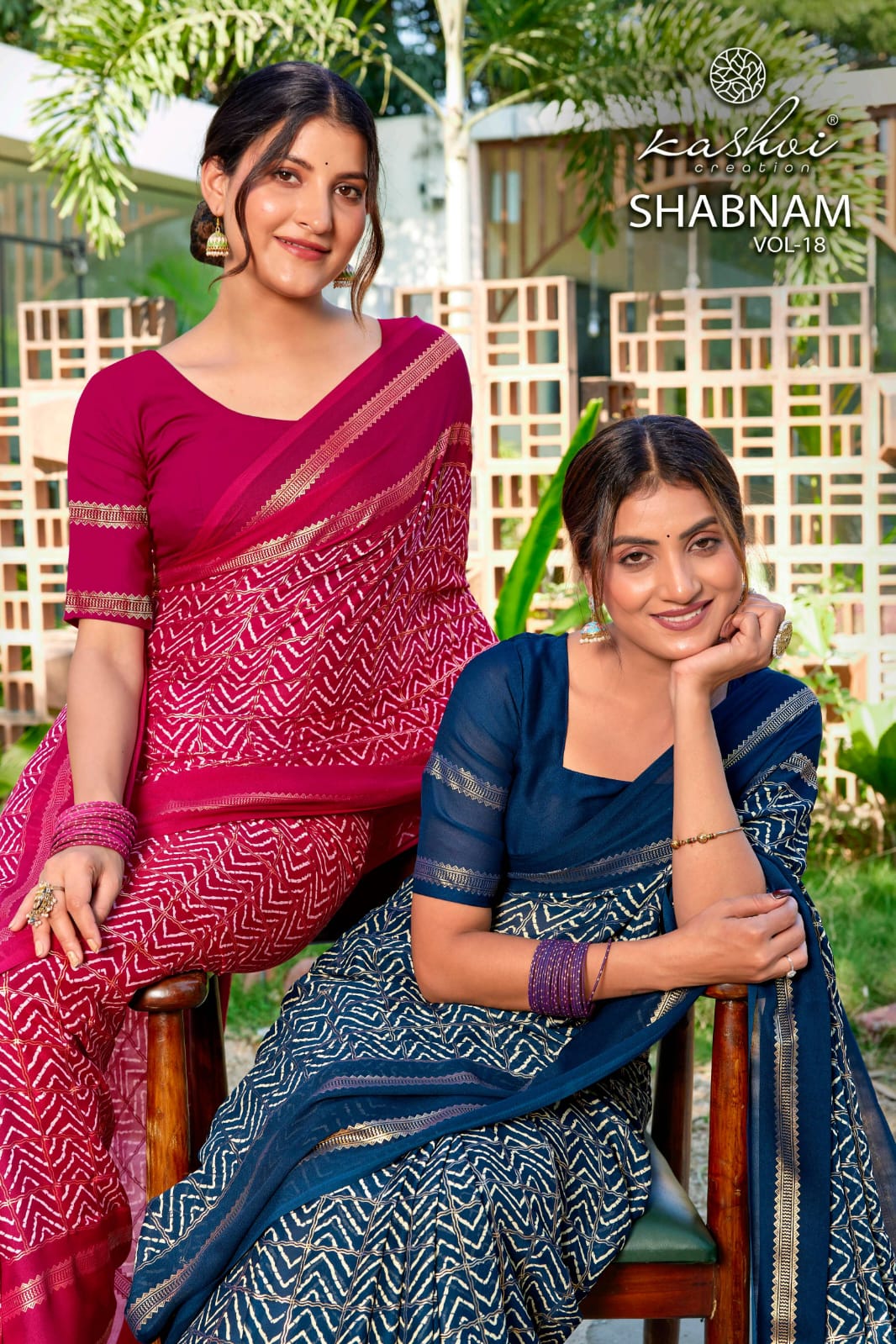 Kashvi Shabnam Vol 18 Dull Moss Foil Printed Saree Collection