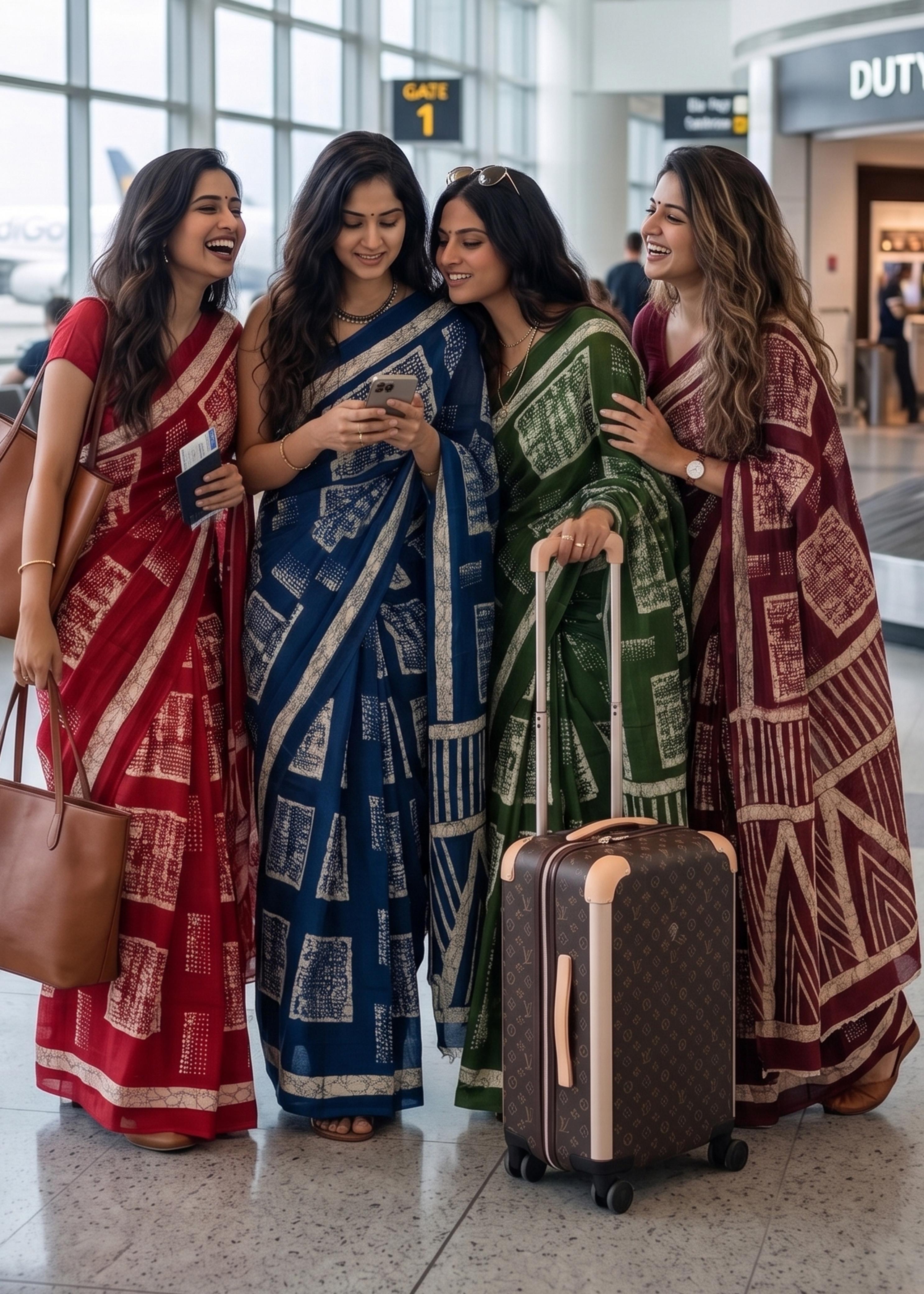 Sm Yami 85 Mal Cotton Batik Hand Block Print Saree